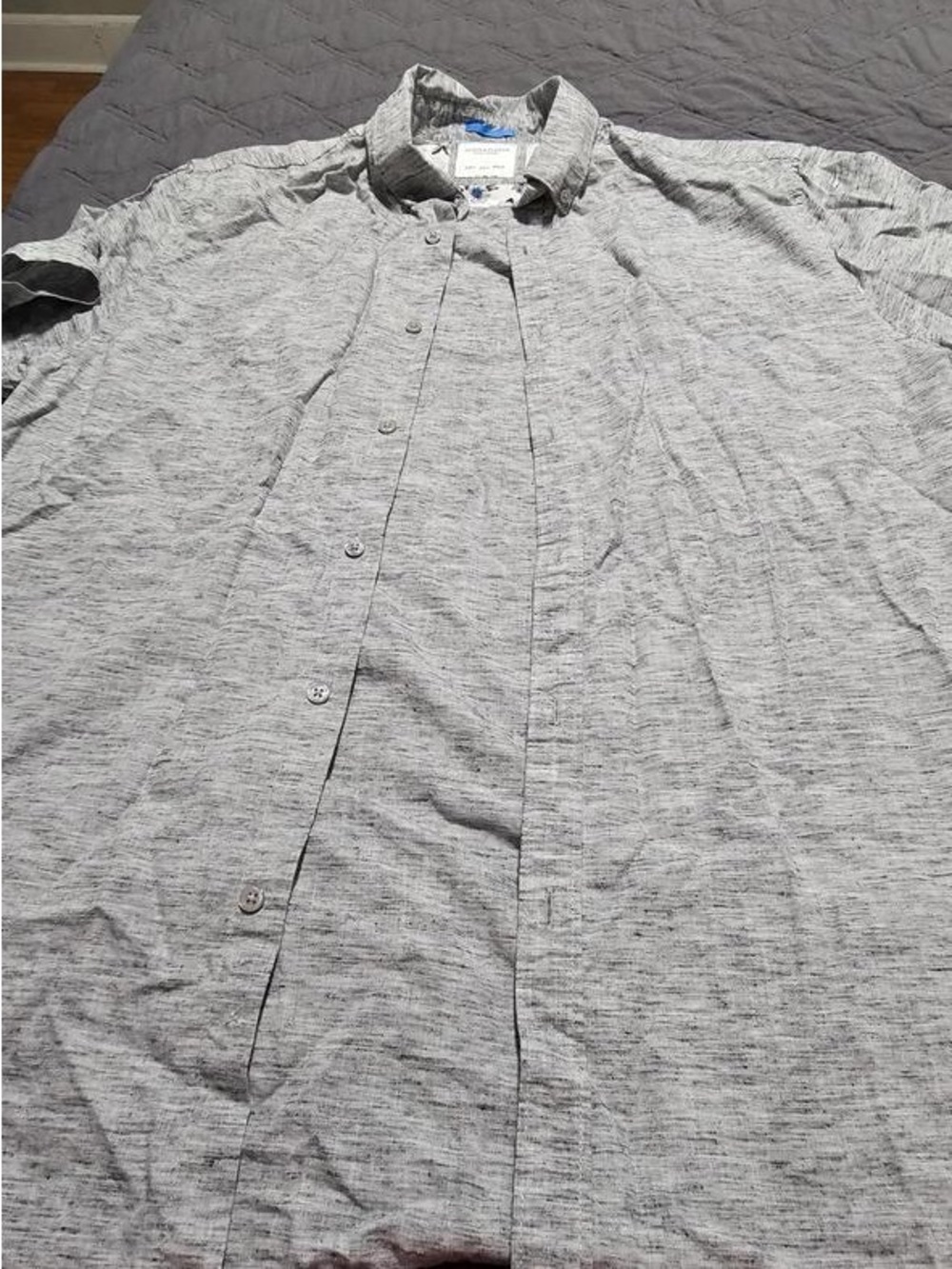 🏅Men's Casual Short-Sleeve Button-Down Shirt — Light Gray Heather